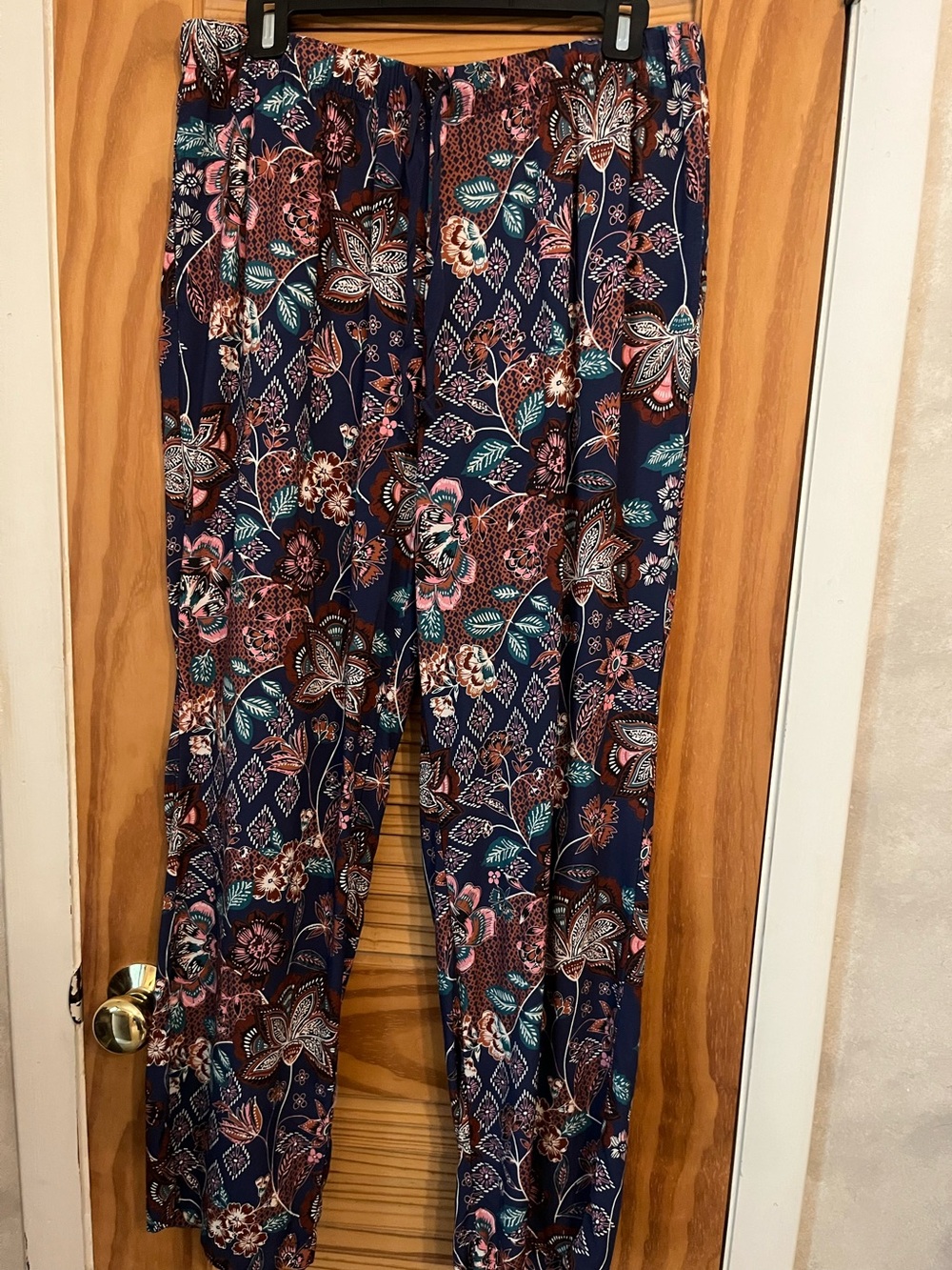 Coldwater Creek Women's Navy Floral Print Pull-On Pants